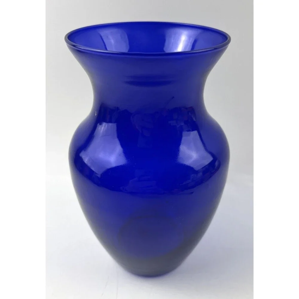Cobalt Blue Glass Flower Vase 7.75